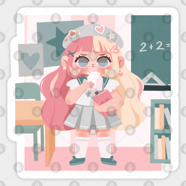 Pastel School Girl Sticker by Lobomaravilha